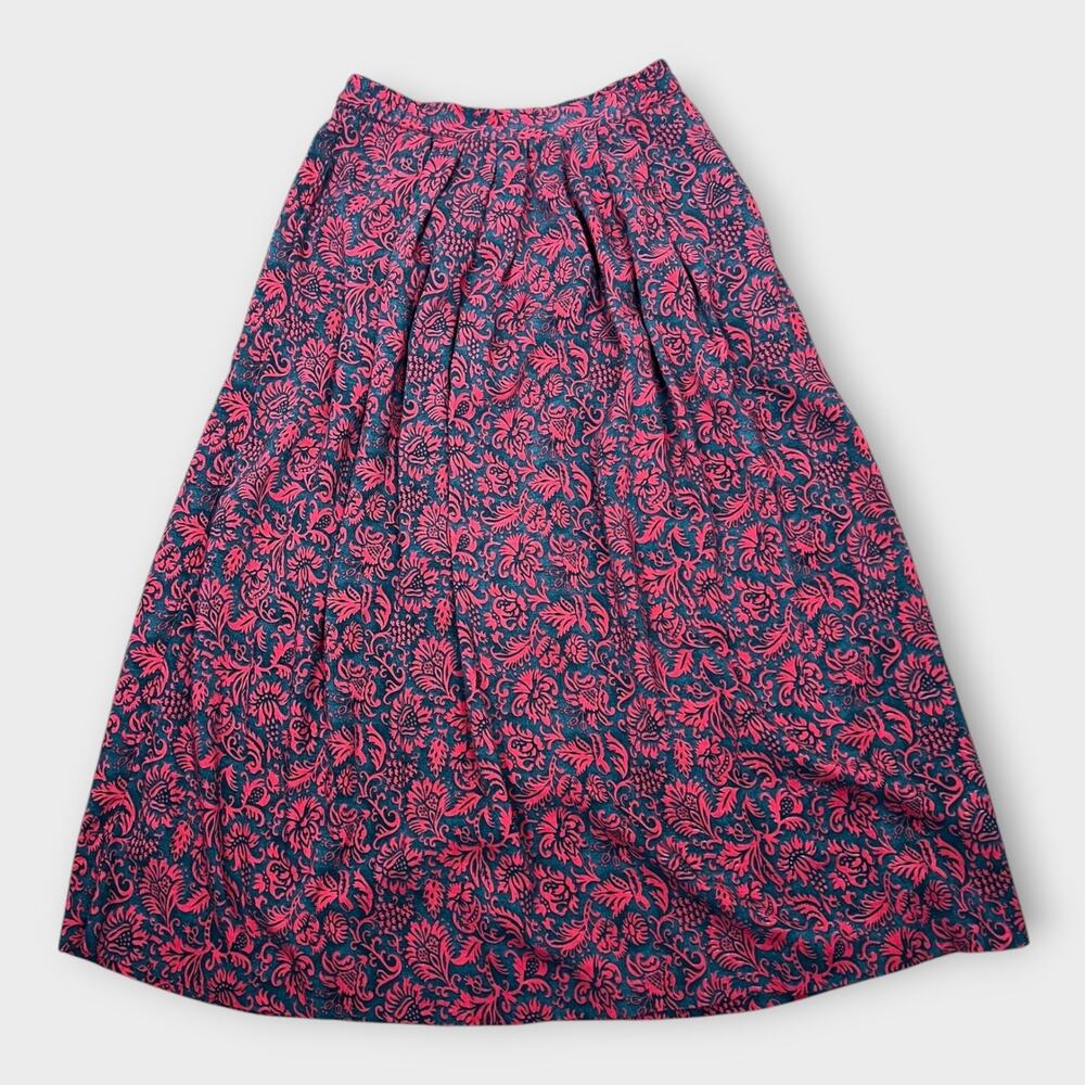 Orvis Dark Floral Midi Skirt Black Red‎ Paisley Goth Small